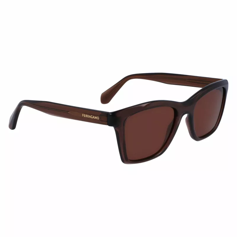 Óculos de sol unissexo FERRAGAMO SF2001S-232 Havana castanho armação quadrada de acetato lentes castanhas 54/20/145 mm