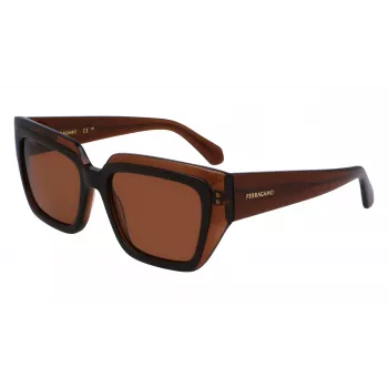 Óculos de sol de mulher FERRAGAMO SF2002S-233 Havana acetato castanho degradê 55/18/140 mm