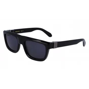 FERRAGAMO SF2009S-001 Óculos de sol de homem - Armação preta, lentes cinzentas, 56/21/145 mm