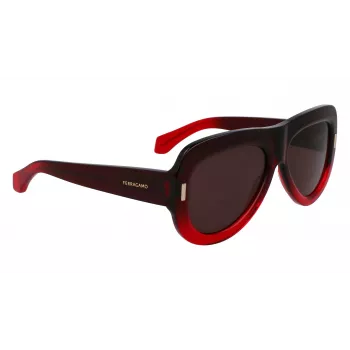 FERRAGAMO SF2029SE-615 Óculos de sol de mulher - armação de acetato vermelha, lentes cinzentas degradê, 57 mm