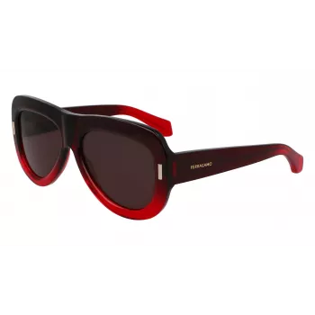 FERRAGAMO SF2029SE-615 Óculos de sol de mulher - armação de acetato vermelha, lentes cinzentas degradê, 57 mm