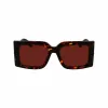 Óculos de sol de mulher FERRAGAMO SF2032S-242 Havana acetato armação retangular lentes castanhas degradê 55/19/140 mm