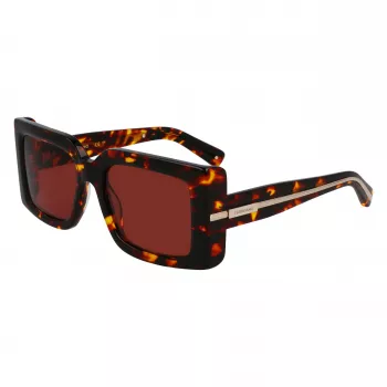 Óculos de sol de mulher FERRAGAMO SF2032S-242 Havana acetato armação retangular lentes castanhas degradê 55/19/140 mm