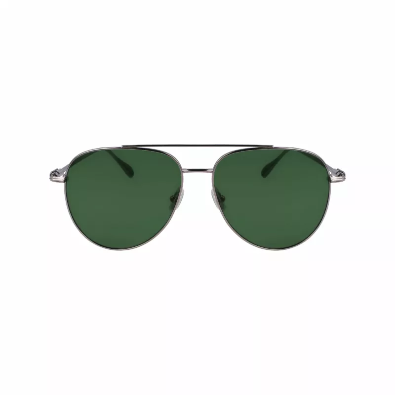Óculos de sol retangulares de homem FERRAGAMO SF308S-44 - armação de acetato Havana castanha, lentes de policarbonato cinzentas, proteção UV400