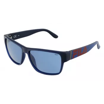 Óculos de sol de homem FILA SFI006-57U43P - Armação de acetato preta, lentes polarizadas cinzentas, 57/14/145 mm