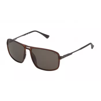 Óculos de sol polarizados FILA SF9329-587F7P homem - armação preta lentes cinzentas 58/15/140 mm