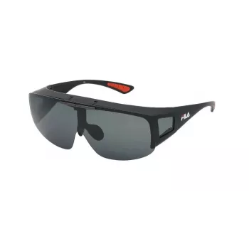 Óculos de sol FILA SFI126-99U28P unissexo - armação preta mate, lentes cinzentas polarizadas, UV400, estilo escudo