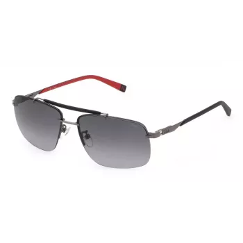 Óculos de sol FILA SFI210-610568 para homem - armação preta, lentes cinzentas, proteção UV400