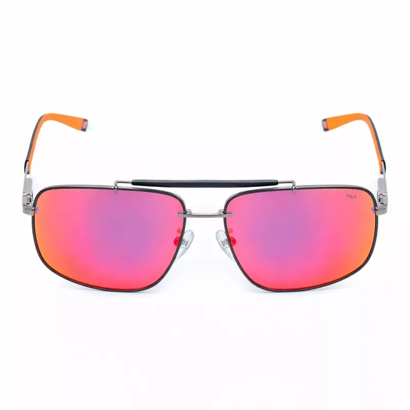 FILA SFI210V60K56R Óculos de sol para homem - Armação preta, lentes cinzentas, 61 mm