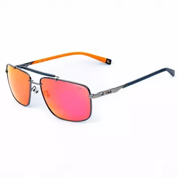 FILA SFI210V60K56R Óculos de sol para homem - Armação preta, lentes cinzentas, 61 mm