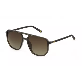 Óculos de sol polarizados FILA SFI312-57Z51P para homem - armação preta, lentes cinzentas, 57 mm