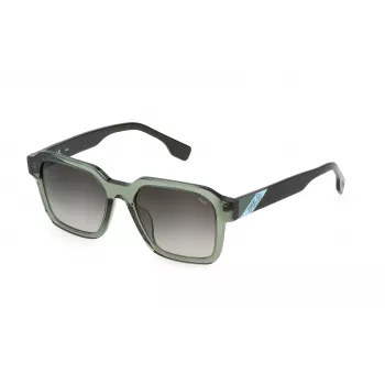 Óculos de sol unissexo FILA SFI458-5206W5 - armação preta em acetato, lentes cinzentas em policarbonato, proteção UV400, largura da lente 52 mm