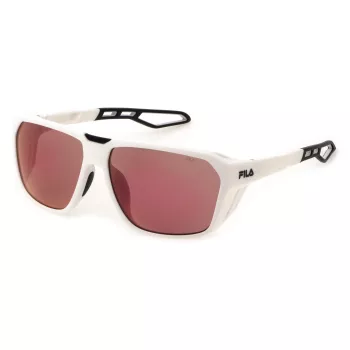 FILA SFI722-635WWA Óculos de sol retangulares de homem - Armação preta, lentes cinzentas, UV400