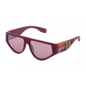 Óculos de sol FILA unissexo SF936457L62X - armação preta retangular com lentes de policarbonato cinzentas, proteção UV400