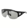 Óculos de sol unissexo FILA SFI126-99U28F estilo escudo armação preta lentes fumadas UV400