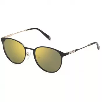 Óculos de sol unissexo FILA SFI217-52301G quadrados armação preta lentes cinzentas 55 mm