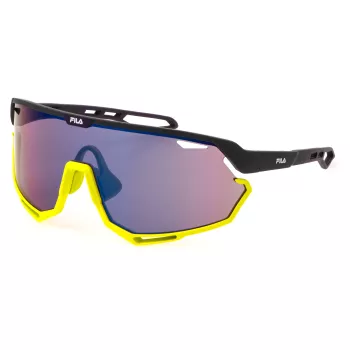 Óculos de sol unissexo FILA SFI529-546HKX - Armação preta, lentes cinzentas, proteção UV400