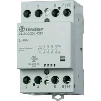 Finder Contator modular Série 22 22.44.0.024.4710, 3 NO + 1 NC, bobina 24 V AC/DC, 40 A