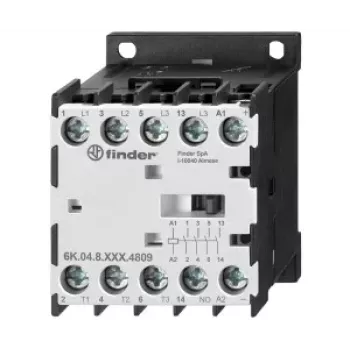 Finder 6K.04.8.230.4812 Contator modular, bobina 230 V AC, 3 contactos principais NO, 1 contacto auxiliar NO, 25 A