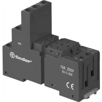 Finder 94.03.0 Base de parafuso Preta para relés 55.33/55.34 e 85.33/85.34, 3 polos, 10A 250V, montagem em calha DIN/painel