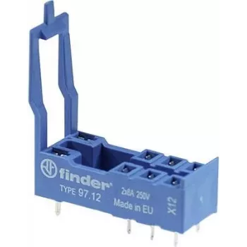 Finder 97.12 base de relé para série 46, 8 polos, terminais de parafuso, montagem em calha DIN/painel, 10 A, 250 V AC, cinzento
