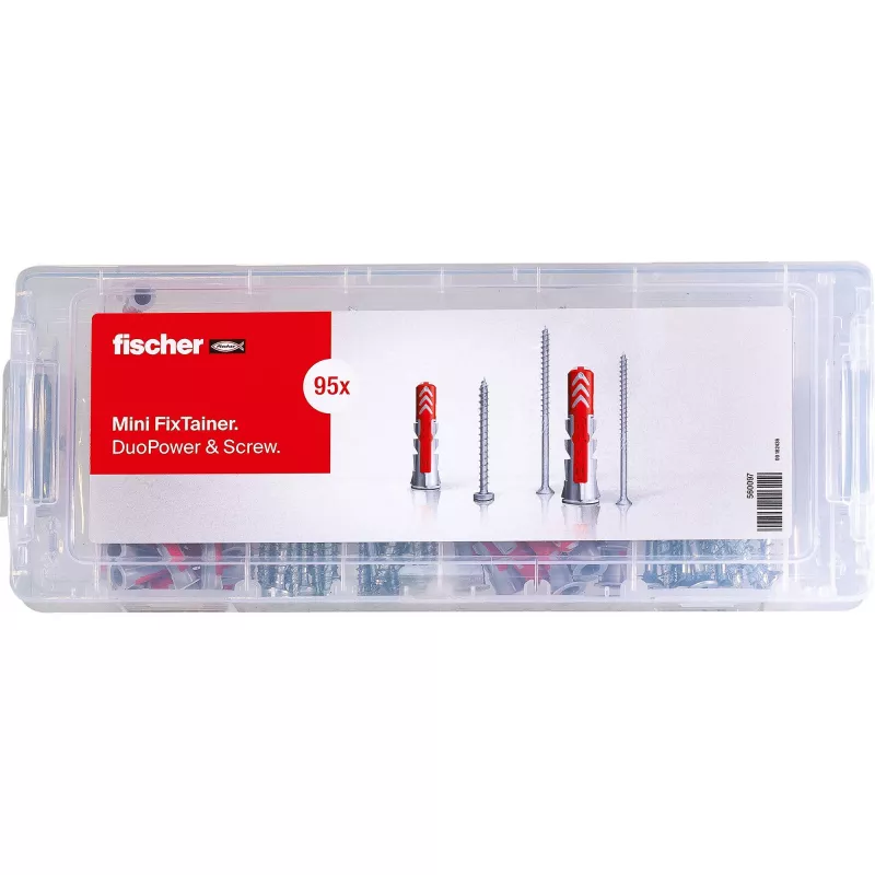 fischer Mini FixTainer - conjunto de buchas e parafusos DuoPower Ø 4,5/5/6/8 mm 30/40/50/60 (560097)