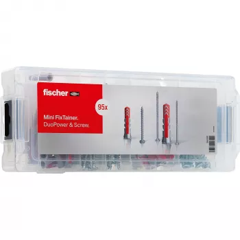 fischer Mini FixTainer - conjunto de buchas e parafusos DuoPower Ø 4,5/5/6/8 mm 30/40/50/60 (560097)