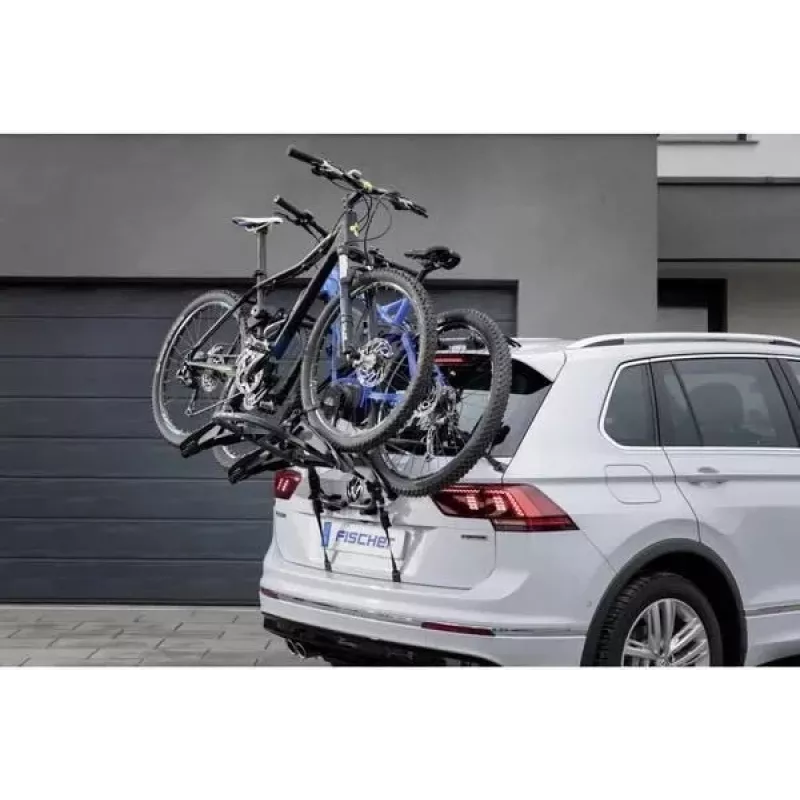 Fischer ProlineEvo porta-bicicletas para engate para 2 bicicletas, 45 kg, compatível com e-bike, dobrável, função de inclinação, 13 pinos