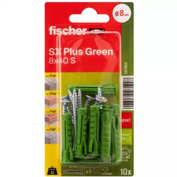 Bucha de expansão Fischer SX Plus Green 8x40 S K com parafuso, 10 unid. (567864)