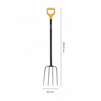Fiskars Solid Forquilha para Compostagem com Cabeça de Aço Forjado e Cabo em D, 4 Dentes, 1220 mm