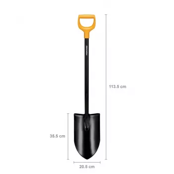 Pá Fiskars Solid+ XL com lâmina afiada e cabo em D de aço, lâmina de aço borst, 1250 mm