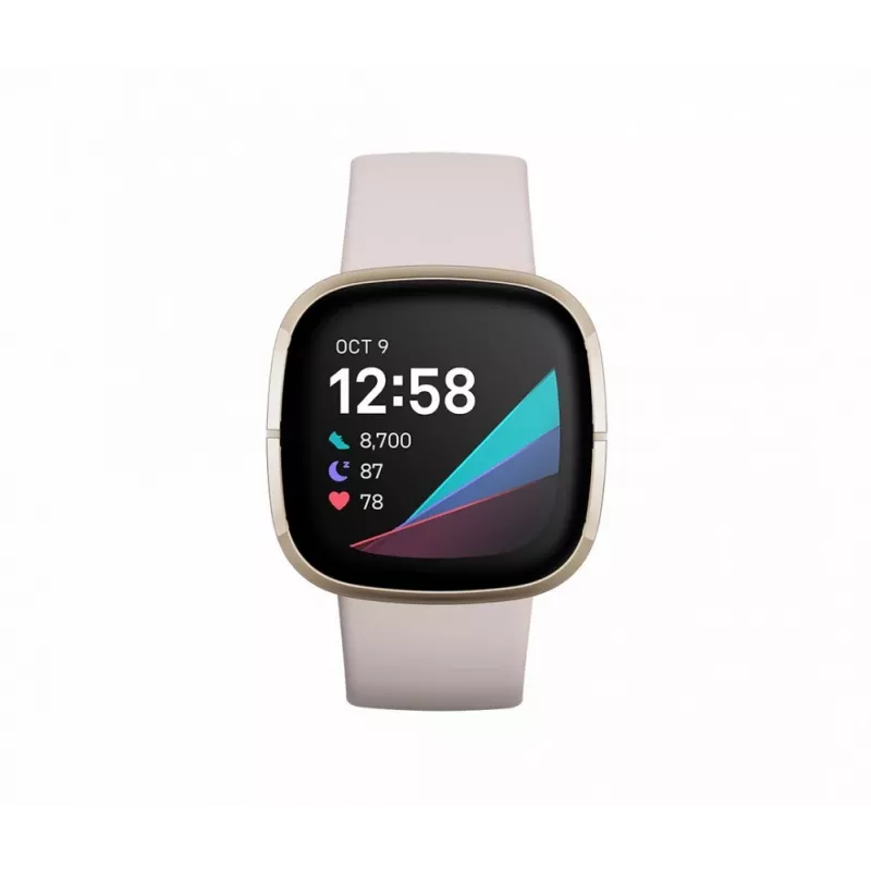 Fitbit Sense Lunar Soft Gold aço inoxidável branco