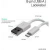 Cabo de carregamento e sincronização Flexline USB, USB-A para 8 pinos (Lightning), 2.0, ABS, branco, 5,0 m (FL31-12048)