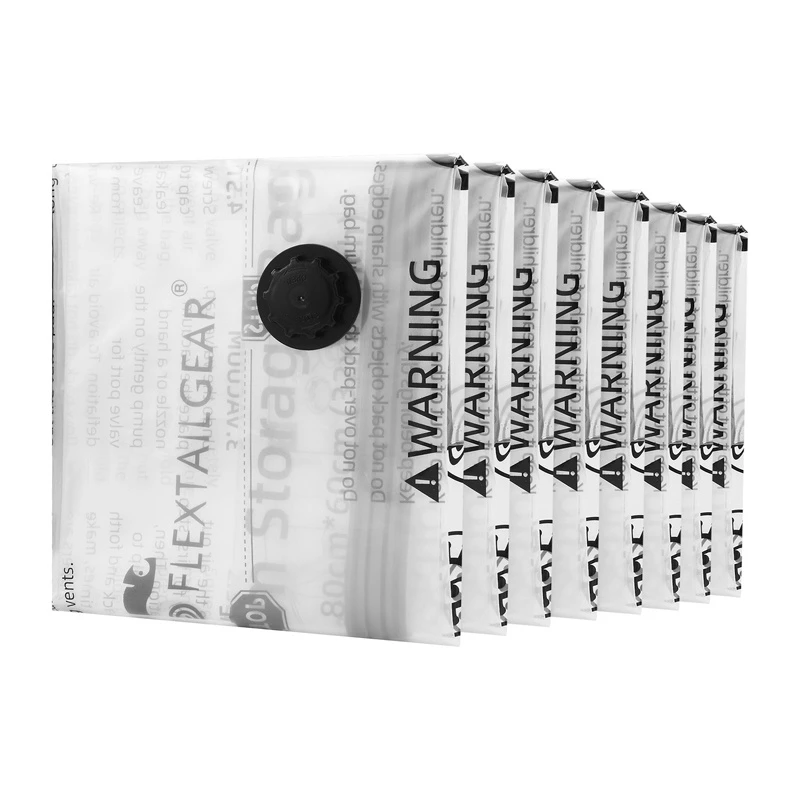 Sacos de armazenamento a vácuo Flextail tamanho M (pack de 2) – sacos a vácuo médios que poupam espaço para roupa, roupa de cama e toalhas