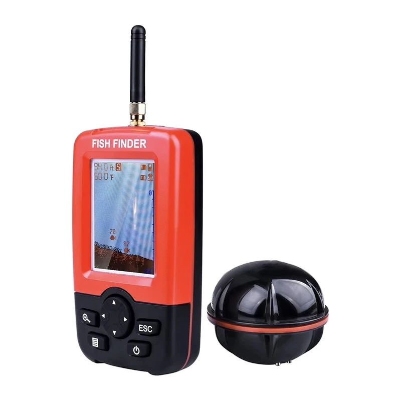 FLYTEC XJ-01 Detetor de Peixes - Sonar Portátil Sem Fios com 125 kHz, Feixe de 90°, Profundidade de 36 m, Ecrã FSTN-LCD