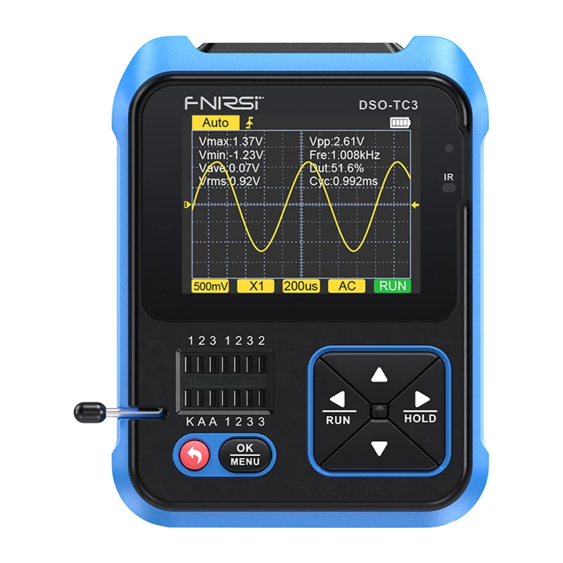 Osciloscópio digital portátil FNIRSI DSO-TC3 testador de transístores gerador de sinal 3-em-1