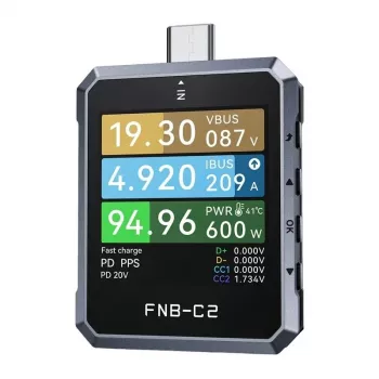 Testador USB FNIRSI FNB-C2 – TFT de 1,44 polegadas, 4-28V/0-7A, trigger e deteção PD/QC/PPS