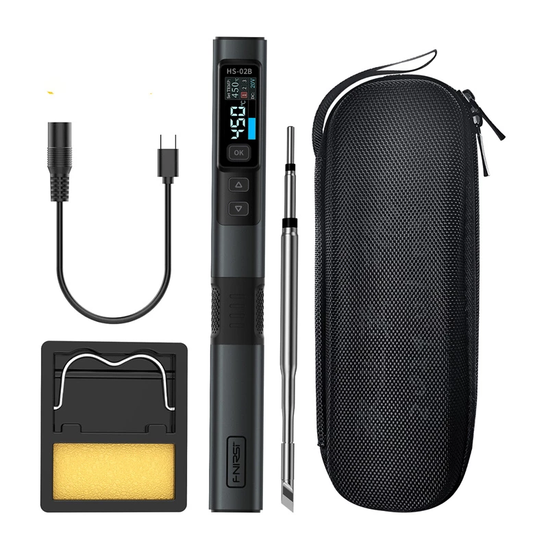 FNIRSI HS-02B Ferro de soldar inteligente 100 W com USB-C PD
