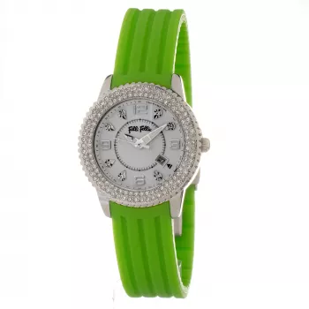Relógio de mulher Folli Follie Donatella quartzo WF5T003ZTWV 33mm pele branca