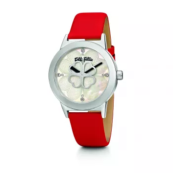 Relógio FOLLI FOLLIE Donatella WF13T040SPWR para mulher 32 mm ouro rosa aço inoxidável pele branca