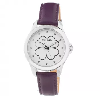 Folli Follie Heart4Heart Relógio de mulher quartzo WF15T031SSW 34mm aço inoxidável prateado branco