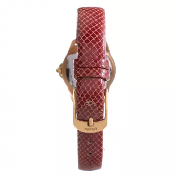 FOLLI FOLLIE Heart4Heart relógio de quartzo para senhora WF1B006STSR 33mm caixa de aço inoxidável em ouro rosa mostrador branco bracelete de couro vermelha