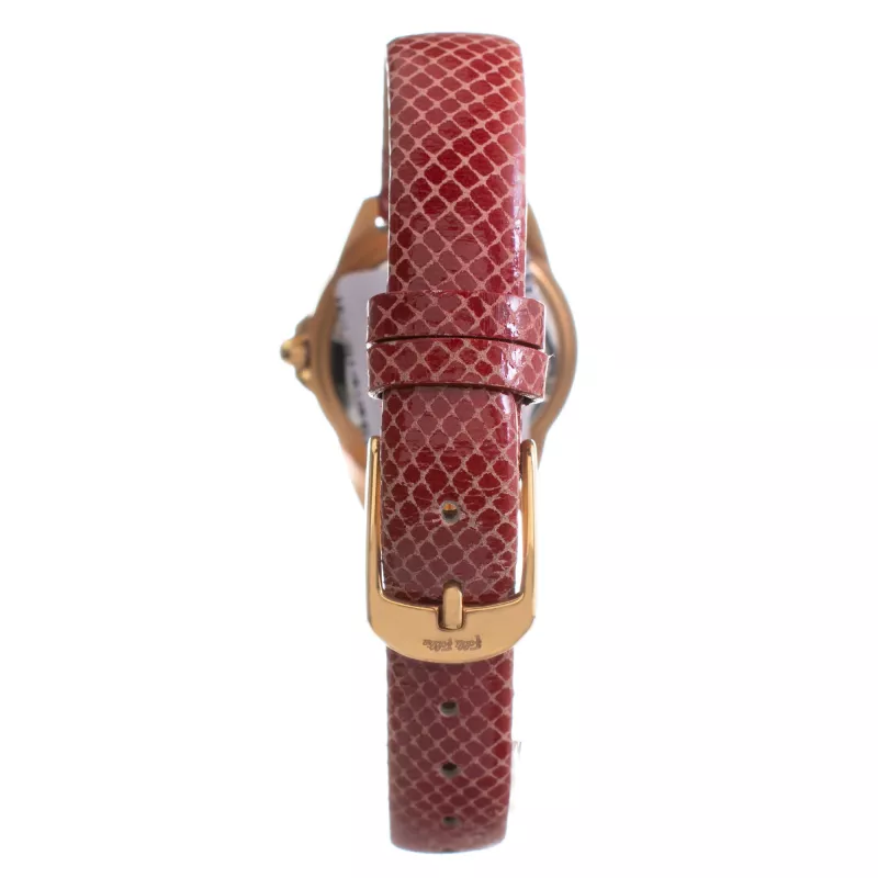 FOLLI FOLLIE Heart4Heart relógio de quartzo para senhora WF1B006STSR 33mm caixa de aço inoxidável em ouro rosa mostrador branco bracelete de couro vermelha