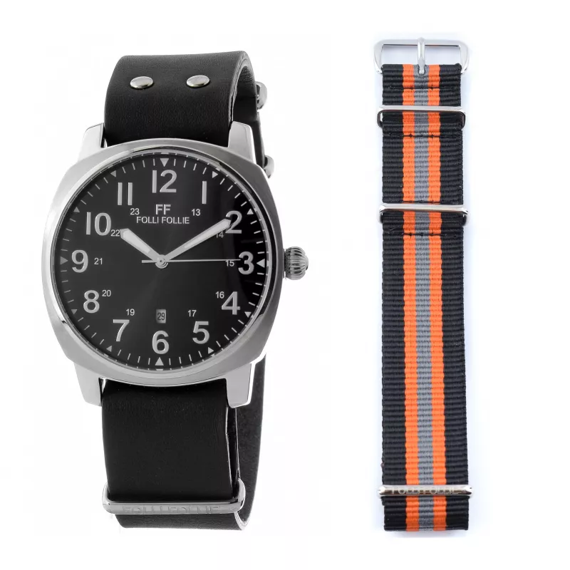 Relógio de homem FOLLI FOLLIE WF14T001SDNN 42 mm quartzo analógico pele preto