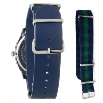 Folli Follie Relógio de homem WT14T0015DV 40mm aço inoxidável quartzo analógico mostrador preto bracelete de pele