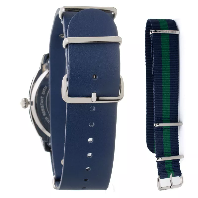 Folli Follie Relógio de homem WT14T0015DV 40mm aço inoxidável quartzo analógico mostrador preto bracelete de pele