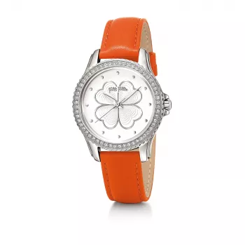 Folli Follie Santorini Flower relógio de quartzo para senhora WF15A031SPW 35mm bracelete de couro branca