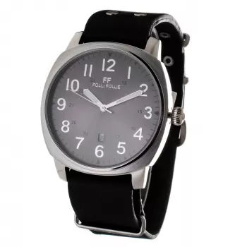 FOLLI FOLLIE Relógio unissexo WT14T0015DSDF 40mm aço inoxidável quartzo analógico mostrador preto bracelete de silicone