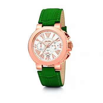 Folli Follie Relógio de mulher WF13R002SES 35mm ouro rosa aço inoxidável pele bege
