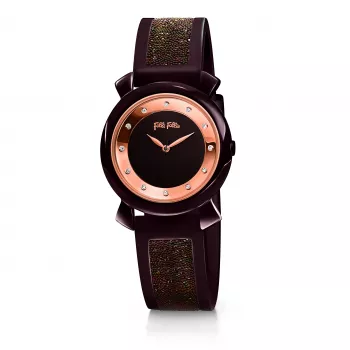 FOLLI FOLLIE relógio para senhora WF15R013ZSB (28mm) – caixa de aço inoxidável em ouro rosa, bracelete de couro rosa, movimento de quartzo